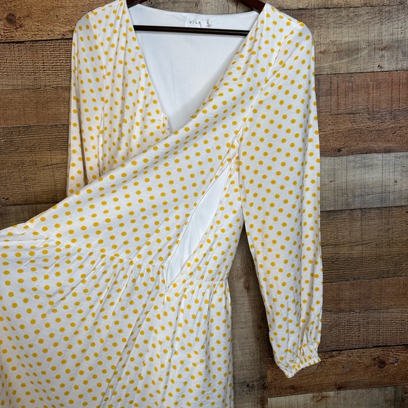 Vila midi dress with balloon sleeve in yellow spot - Picture 13 of 15